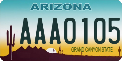 AZ license plate AAA0105