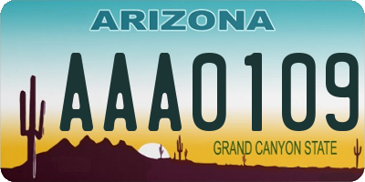 AZ license plate AAA0109