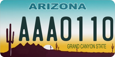 AZ license plate AAA0110