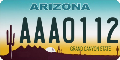 AZ license plate AAA0112