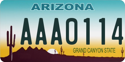 AZ license plate AAA0114