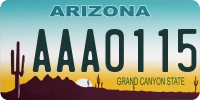 AZ license plate AAA0115
