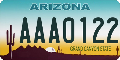 AZ license plate AAA0122