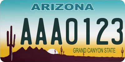 AZ license plate AAA0123