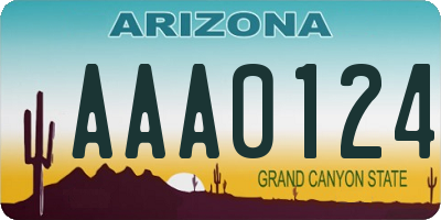 AZ license plate AAA0124