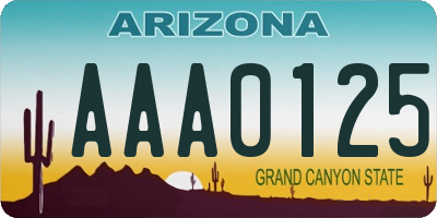 AZ license plate AAA0125