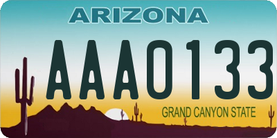 AZ license plate AAA0133