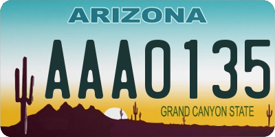 AZ license plate AAA0135