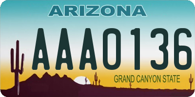AZ license plate AAA0136