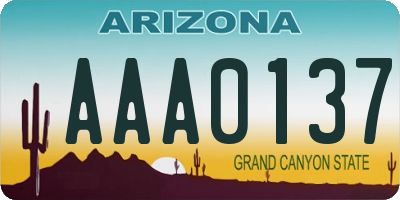 AZ license plate AAA0137