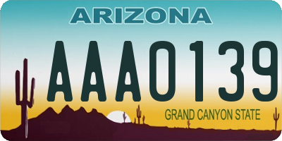 AZ license plate AAA0139