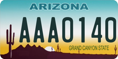 AZ license plate AAA0140