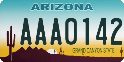 AZ license plate AAA0142