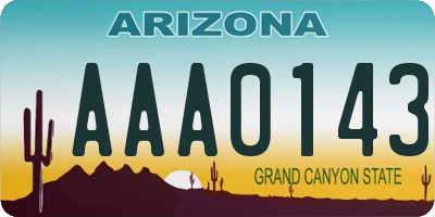 AZ license plate AAA0143