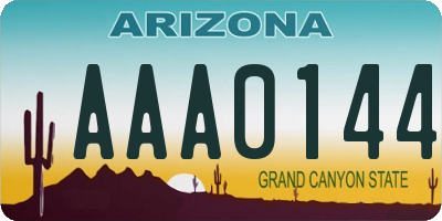 AZ license plate AAA0144