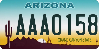 AZ license plate AAA0158