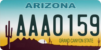 AZ license plate AAA0159