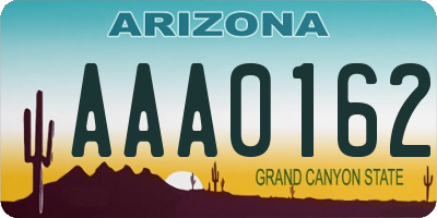 AZ license plate AAA0162