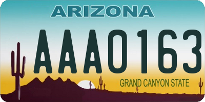 AZ license plate AAA0163