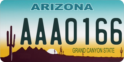 AZ license plate AAA0166