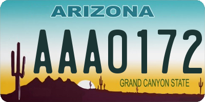 AZ license plate AAA0172