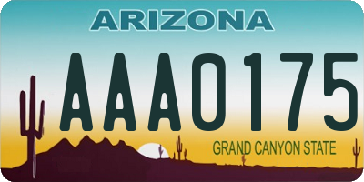 AZ license plate AAA0175