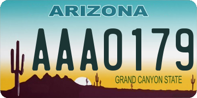 AZ license plate AAA0179