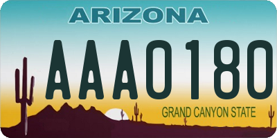 AZ license plate AAA0180