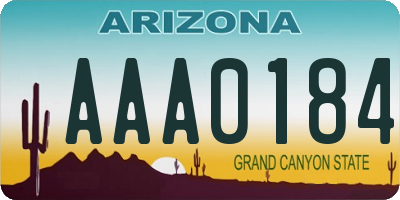 AZ license plate AAA0184