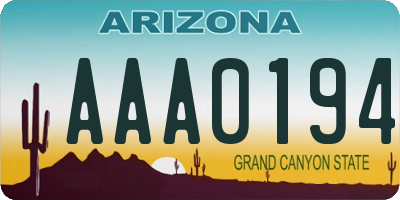 AZ license plate AAA0194