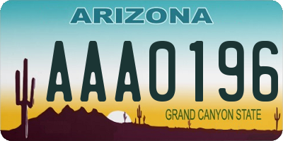 AZ license plate AAA0196