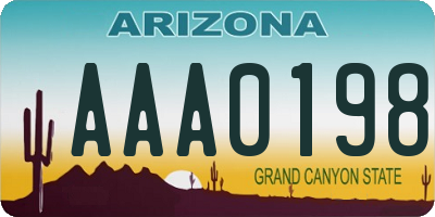 AZ license plate AAA0198