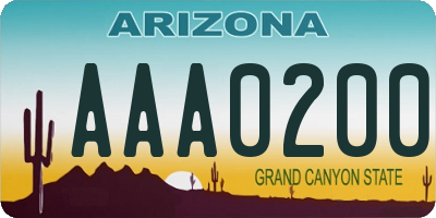 AZ license plate AAA0200