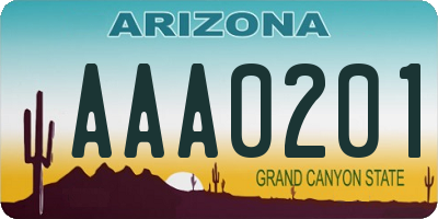 AZ license plate AAA0201