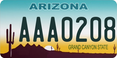 AZ license plate AAA0208