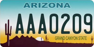 AZ license plate AAA0209