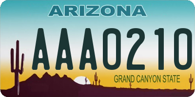 AZ license plate AAA0210