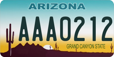 AZ license plate AAA0212