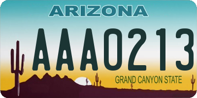 AZ license plate AAA0213