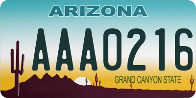 AZ license plate AAA0216