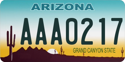 AZ license plate AAA0217