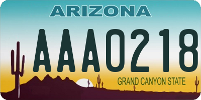 AZ license plate AAA0218