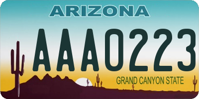 AZ license plate AAA0223