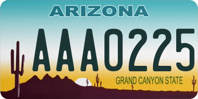 AZ license plate AAA0225