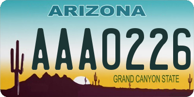 AZ license plate AAA0226