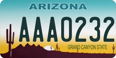 AZ license plate AAA0232