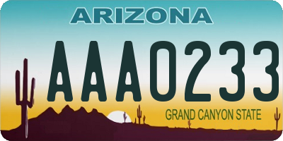 AZ license plate AAA0233