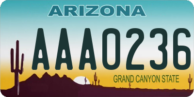 AZ license plate AAA0236