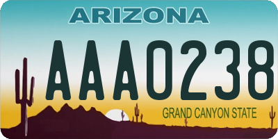 AZ license plate AAA0238