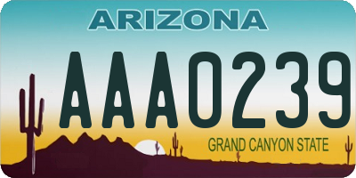 AZ license plate AAA0239